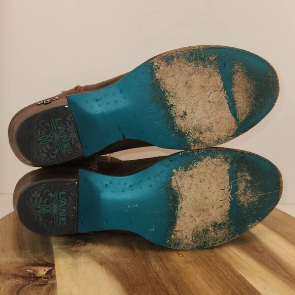 Lane Womens Plain Jane Braided Bootie Size 8 Brown Distressed - Picture 10 of 12